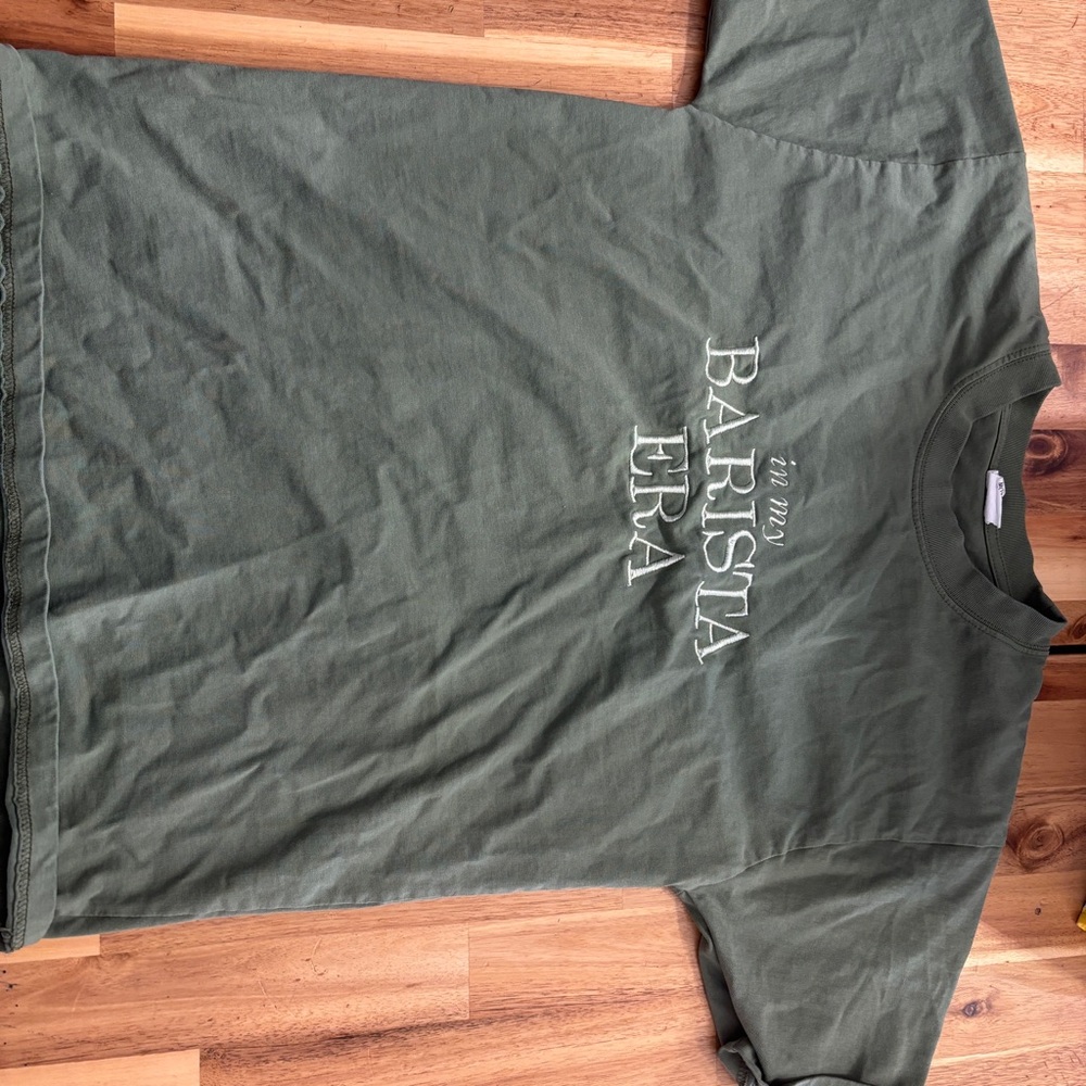 Olive Green “In My Barista Era” Graphic Tee (Unisex M)